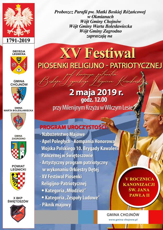 Zaproszenie na Festiwal Piosenki Religijno Patriotycznej